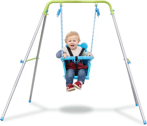 Vista 9 de [Usado] Sportspower FNS-004 My 1st Toddler Swing – Juego de columpio para bebé de alta resistencia para interiores y exteriores con arnés