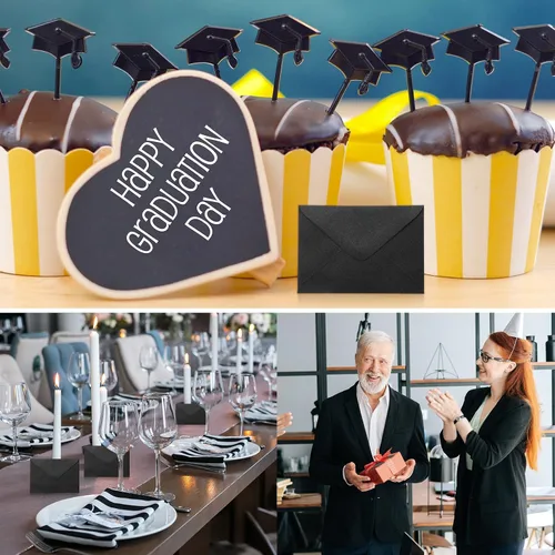 Vista 2 de Yahenda 200 unidades de sobres negros mini para tarjetas de regalo a granel, sobres pequeños de bolsillo para bodas, fundas para tarjetas de regalo