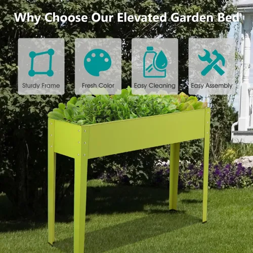 Vista 6 de S AFSTAR Cama de jardín elevada, maceta elevada galvanizada con patas y agujeros de drenaje, cama de jardín independiente para interiores