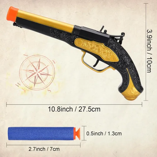 Vista 6 de Juguete de espuma pirata pirata para niños de 3 a 5 años, pistola pirata con 20 dardos de espuma suave, accesorio de disfraz de pirata de Halloween