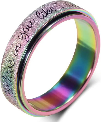 Vista 5 de Anillo Inicial Giratoria de Ansiedad para Mujeres Anillo de Ansiedad para Mujeres y Hombres Anillo de Pulgar para Hombres Anillo Giratoria de Plata