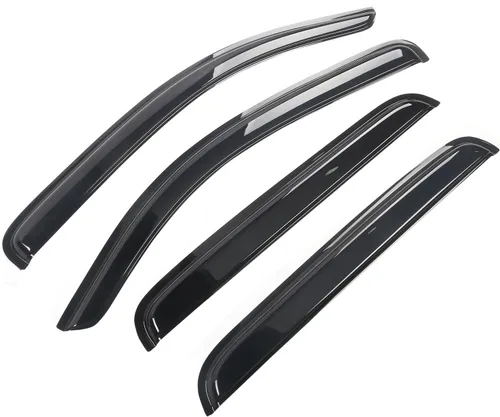 Vista 9 de IKON MOTORSPORTS - Visera de ventana compatible con Toyota Tacoma de doble cabina 2005-2015, estilo delgado, humo, teñido de humo, lluvia, deflector