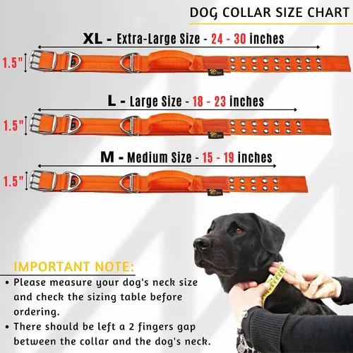 Vista 4 de ADITYNA Collar de perro resistente para perros grandes con mango de tráfico Naranja