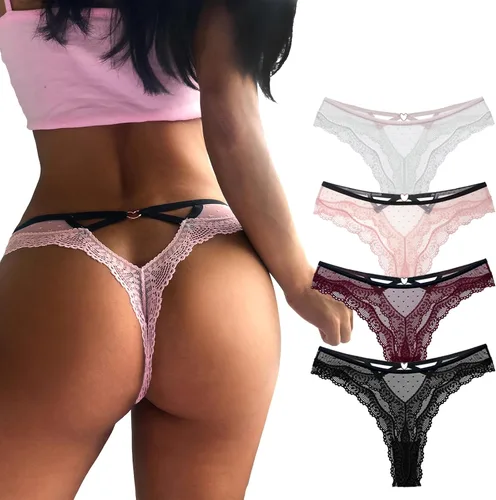 Vista 9 de Meshal Tanga sexy para mujer, bragas de algodón, con espalda en T, 5 unidades, hipster 1908-4pack