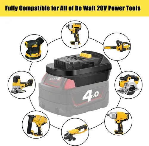 Vista 5 de JYJZPB MIL18DL - Adaptador convertidor de batería para Milwaukee a batería De-Walt, convertidor para baterías Milwaukee 18V M18 a baterías Dewalt
