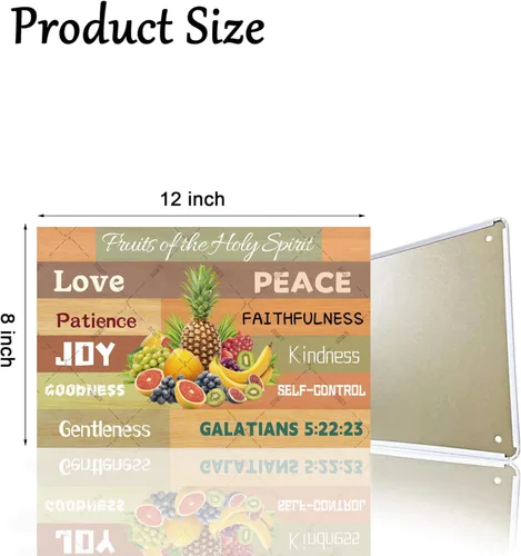 Vista 2 de Fruit of the Spirit - Letrero de metal para pared, diseño retro de amor, paz, bondad, para garaje, bar, cafetería, baño, decoración de frutas