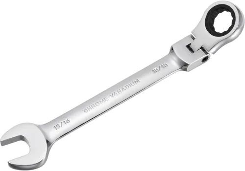 Vista 11 de uxcell Llave combinada de trinquete de cabeza flexible de 15/32 pulgadas SAE 72 dientes 12 puntos de trinquete de caja terminada herramientas