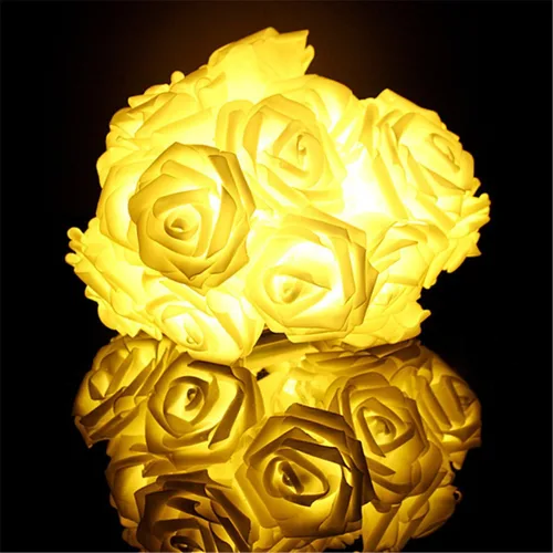Vista 4 de FULLBELL Guirnalda de luces de hadas con 20 luces LED, funciona con pilas, luz decorativa para boda, día de San Valentín, fiesta de ensueño Blanco