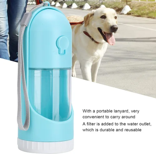 Vista 3 de Botella de bebida plegable para mascotas, dispensador de agua portátil para perros y gatos, taza de viaje telescópica con botón de bloqueo de agua