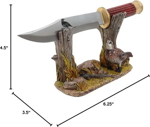 Vista 10 de Ebros - Estatua rústica de campo abierto, codorniz para gallina, pájaro, con mango decorativo de carcasa de escopeta, mango de hoja roma, cuchillo