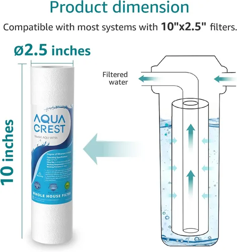 Vista 5 de AQUA CREST AP110 Filtro de agua para toda la casa, filtro de sedimentos, 5 micras, repuesto para 3M® Aqua-Pure AP110, Culligan® P5, APEC, GE FXUSC