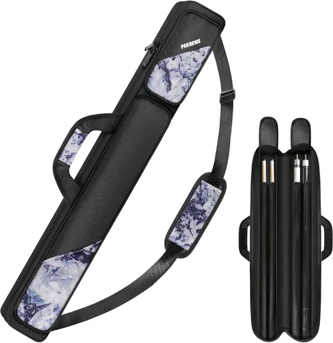 Vista 10 de Estuche para taco de billar, estuche para palos de billar 2x2 con capacidad para 2 palos con 2 bolsillos con cremallera para accesorios, bolsa