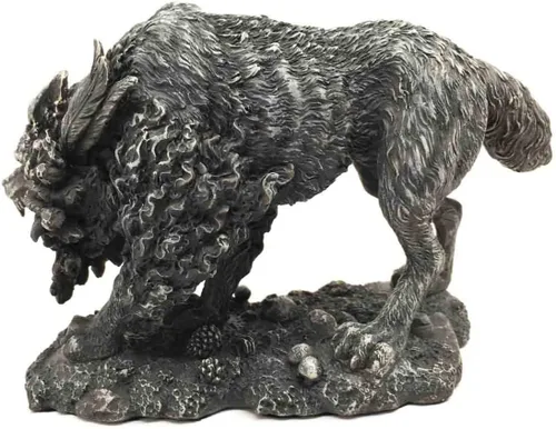 Vista 2 de Regalos y decoración Mitología nórdica vikinga Fenrir Vánagandr Figura de lobo gigante estatua poética de Edda