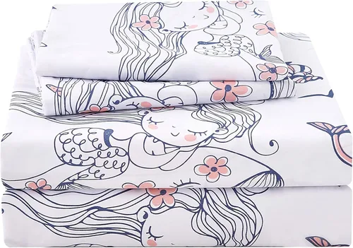 Vista 25 de JSD - Juego de sábanas de 3 piezas para niños, tamaño individual Soft Printed Microfiber Sheet and Pillowcase Set, OEKO-TEX Certified, 16 inch Deep