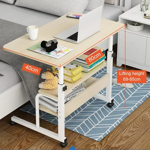 Vista 4 de Roadoor Escritorio de computadora de altura ajustable, escritorios de oficina para espacios pequeños, mesa compacta para mesita de noche, escritorio