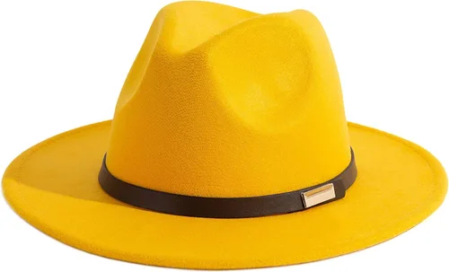 Vista 65 de Sombreros Fedora para hombre, sombrero Panamá de ala ancha con cinturón clásico Unisex Felt Fedora, Adjustable Fit, Breathable Sweatband, All-Day
