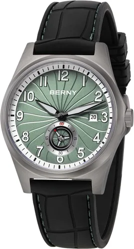Vista 14 de BERNY Reloj automático de titanio para hombre, relojes de pulsera clásicos para hombre