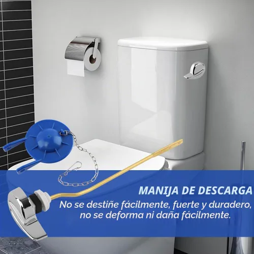 Vista 6 de Kit de reemplazo universal de mango de inodoro, palanca de viaje de inodoro de montaje lateral/angular, acero inoxidable (plata)