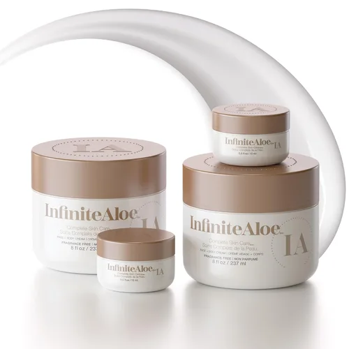 Vista 11 de InfiniteAloe, Hidratante corporal y facial de aloe vera, crema facial sin fragancia, crema corporal, loción de manos para piel seca, 4 frascos
