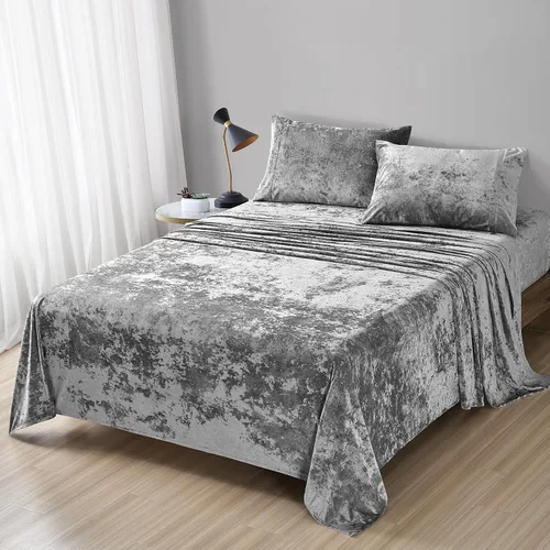 Vista 10 de Fredsure - Juego de sábanas de terciopelo envejecido, 4 piezas, Queen, color negro, ultra suave, cálido
