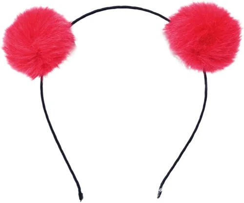 Vista 7 de BAOBAO - Diadema de piel de conejo sintética esponjosa con orejas de gato, panda, fiesta de Navidad, cosplay Negro
