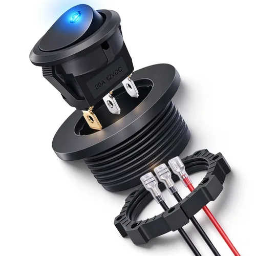 Vista 11 de Twidec Interruptor basculante redondo de 12 V de 12 V de encendido y apagado AC 6A/250 V 10 A/125 V SPST 2 pines 2 posiciones 12 voltios DC círculo