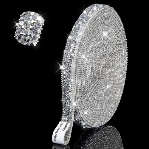 Vista 8 de Calcomanías de diamantes de imitación brillantes de 3 yardas, diamantes de imitación para manualidades, calcomanías de diamantes de imitación