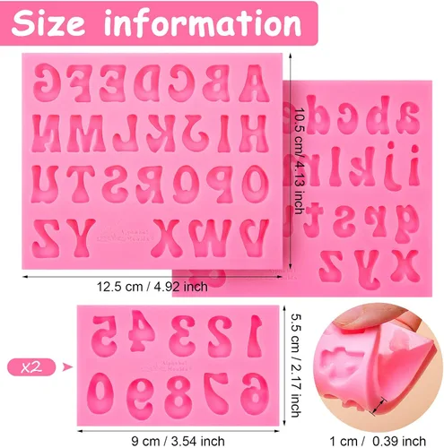 Vista 2 de Patelai 4 moldes de silicona para letras de chocolate, moldes de números de letras para el día de San Valentín, antiadherentes, fáciles de liberar 0