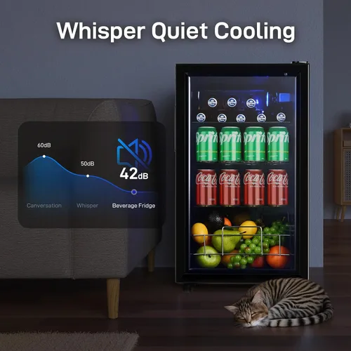 Vista 6 de Anypro Refrigerador y enfriador de bebidas de 2.6 pies cúbicos, refrigerador con puerta de vidrio templado, refrigerador para 126 latas de vino
