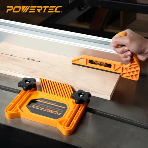 Vista 5 de POWERTEC 72096 peine de sujeción universal 1PK para carpintería multifuncional con sistema de bloqueo flexible y de inglete y 2 piezas de empuje