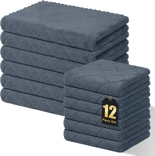 Vista 28 de Homaxy - Paquete de 12 trapos de cocina (13 x 19 pulgadas, marrón), de terciopelo coral supersuaves y absorbentes para lavar platos, paño
