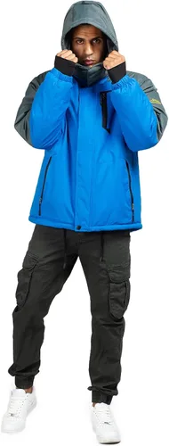Vista 3 de CorBuyit Chaqueta de esquí con capucha para hombre, abrigo impermeable de invierno para nieve