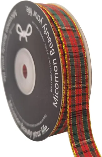 Vista 17 de Cinta a cuadros de guinga – 25 yardas, rojo y azul (3/8 pulgadas) para decoración de Navidad y embalaje de regalo
