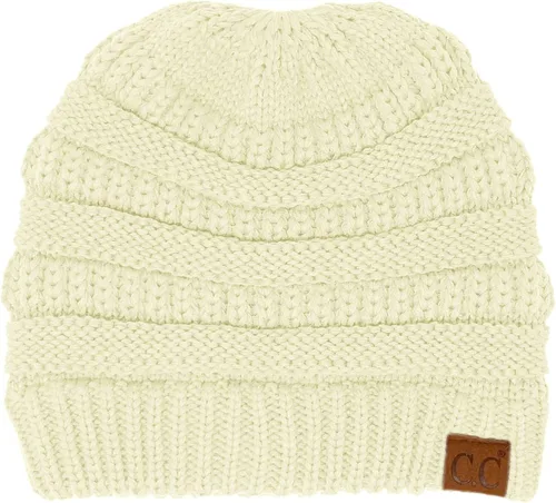 Vista 4 de C.C. Gorro de invierno elástico con cola de caballo y moño desordenado