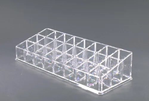 Vista 4 de Estuche de maquillaje acrílico transparente y lápiz labial o soporte para brochas con 24 compartimentos