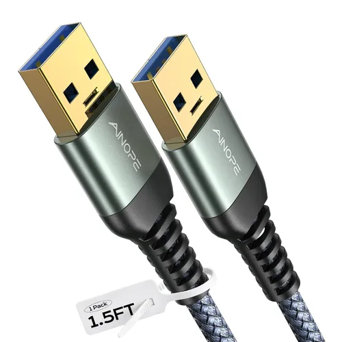 Vista 9 de AINOPE Cable USB a USB, cable USB 3.0 A a A macho a macho [nunca se rompe], cable tipo A de doble extremo compatible con cajas de disco duro, KVM