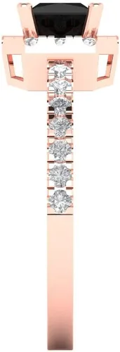 Vista 3 de Anillo de compromiso de ónix negro natural de 1.34 quilates con solitario de corte princesa con acento de compromiso de aniversario, de oro rosa