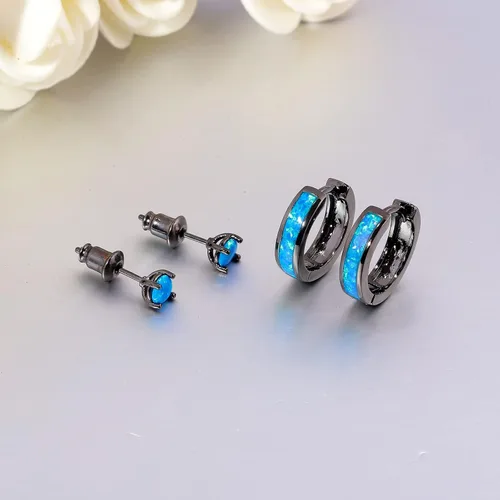 Vista 182 de CiNily Aretes Huggie de ópalo con bisagras, chapados en oro, hipoalergénicos, pequeños aretes de aro para mujeres, adolescentes, niñas, hombres