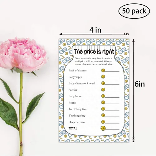 Vista 2 de The Price is Right Baby Shower Game Ideas, 50 tarjetas divertidas para baby shower para niños, niñas, divertidas actividades de fiesta para parejas