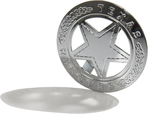 Vista 3 de PARRIS CLASSIC QUALITY TOYS EST. 1936 - INSIGNIAS DE TEXAS RANGER - Funda única gris decorada, acción de cañón con rotura en la punta del dedo