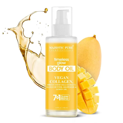 Vista 2 de Majestic Pure Aceite corporal Timeless Glow - Colágeno vegano 100% puro y natural con semilla de uva, jojoba, aceite de limón, aceites corporales