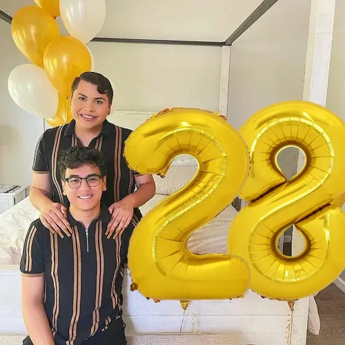 Vista 5 de TONIFUL Globos grandes de 50 pulgadas con números dorados del 0 al 9, globo digital grande de Mylar número 8 digital ocho para fiestas