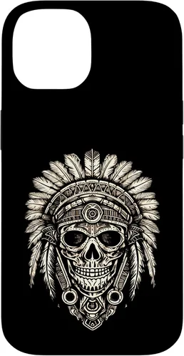 Vista 4 de iPhone 16 Skull, sombrero jefe nativo, capó de guerra, indios, caso del tocado