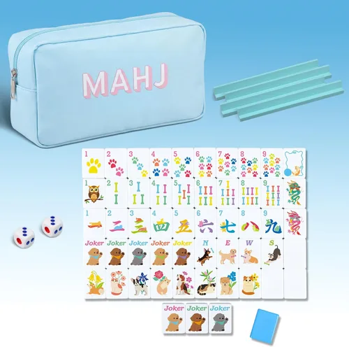 Vista 19 de Soulchen Mini juego de azulejos Mahjong americanos para viajes, viajes