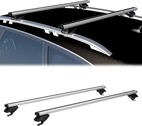 Vista 9 de COWVIE Barras cruzadas de techo de aluminio de 47 pulgadas para carriles laterales elevados, barras de carga ajustables, capacidad de carga de 165