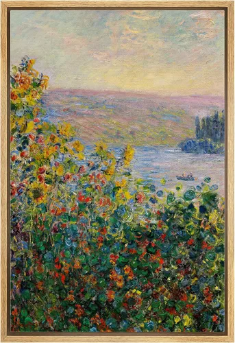 Vista 18 de wall26 Claude Monet - Paseo del acantilado en Pourville - Arte moderno impresionista - Lienzo enmarcado para arte para el hogar, 16 x 24 pulgadas
