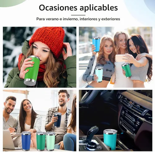 Vista 6 de Sieral 36 Pack Stainless Steel Tumblers Bulk with Lids, 20 oz, Cool Color Color fresco