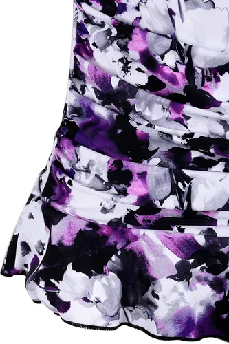 Vista 4 de Hilor - Parte superior del traje de baño tipo tankini retro de los años 50, diseño fruncido y con dobladillo con volantes para mujer