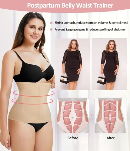 Vista 2 de AOSBOEI Faja de entrenamiento de cintura para mujer, faja deportiva con control de abdomen, cinturón de recuperación posparto