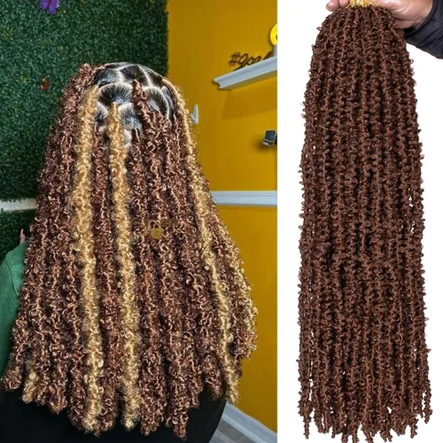 Vista 35 de ZRQ Butterfly Locs Cabello de Ganchillo Corto 6 Paquetes Negro Cabello Bob de Ganchillo 8 Pulgadas Locs Sintéticos Desordenados Desgastados Trenzas